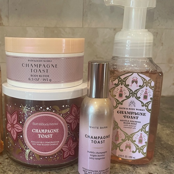 Bath & Body Works Champagne Toast Set -3-Wick Candle /Body Butter/Soaps/Soray - Picture 1 of 7